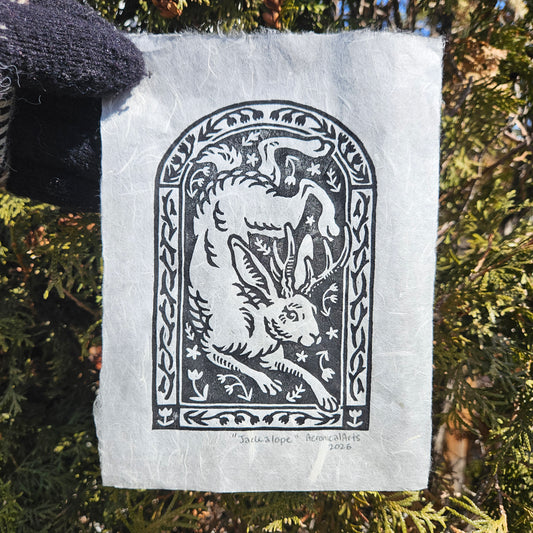 Jackalope - Lino Print