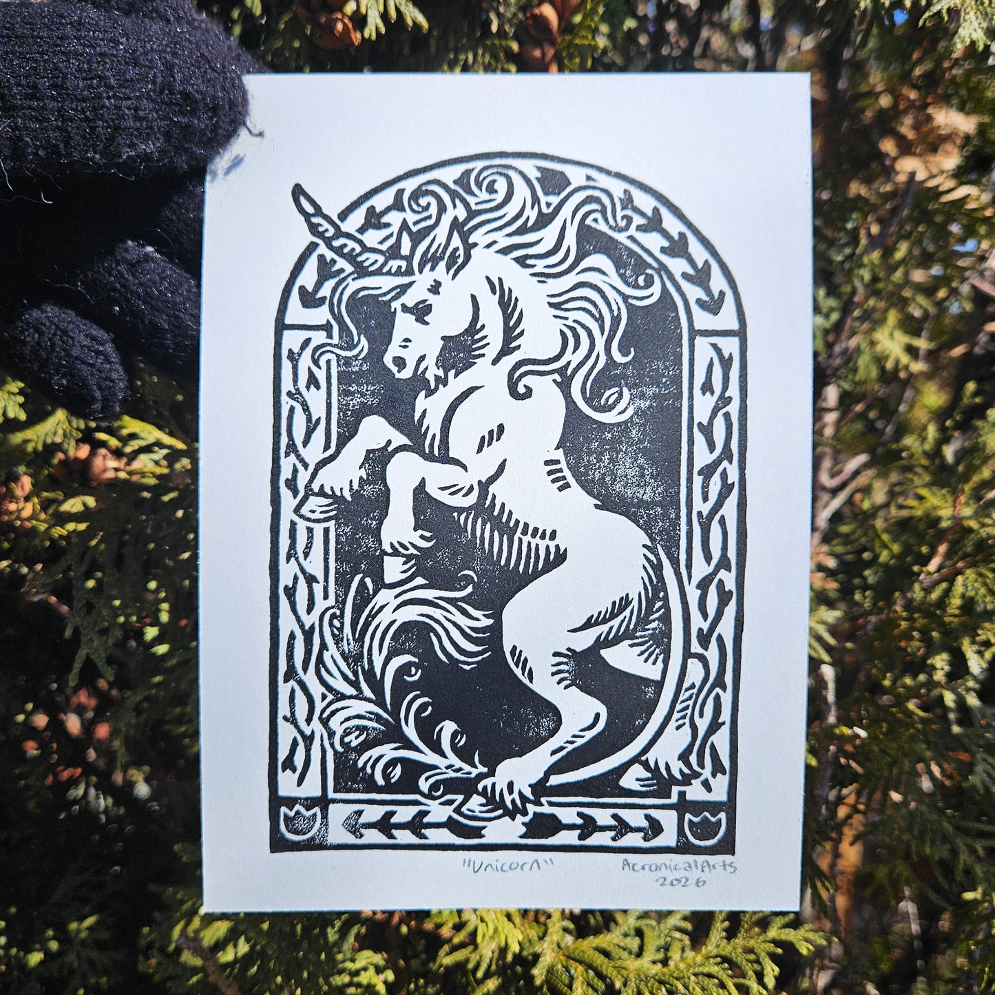 Unicorn - Lino Print