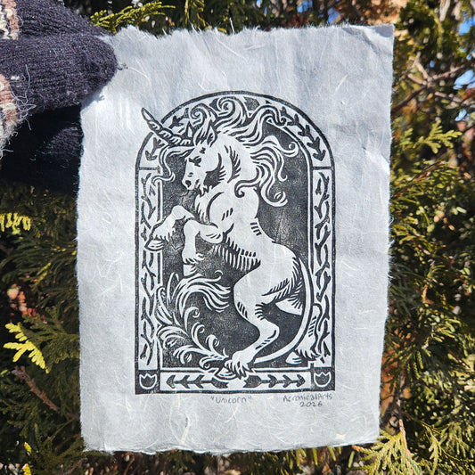 Unicorn - Lino Print